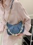 Leather Ruffles Pearl Chain Cloud Bag