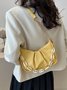 Leather Ruffles Pearl Chain Cloud Bag