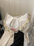 Leather Ruffles Pearl Chain Cloud Bag