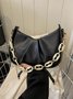 Leather Ruffles Pearl Chain Cloud Bag