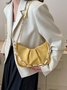 Leather Ruffles Pearl Chain Cloud Bag