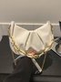 Leather Ruffles Pearl Chain Cloud Bag