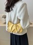 Leather Ruffles Pearl Chain Cloud Bag