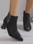 Leaf Rhinestone Hollow Out Chunky Heel Fashion Dress Boots
