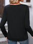 V Neck Loose Color Block Casual T-Shirt