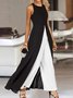 Contrast Black Round Neck Sleeveless Jumpsuit