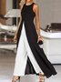 Contrast Black Round Neck Sleeveless Jumpsuit