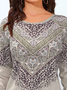 Casual Crew Neck Ethnic Sweatshirt