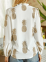 Polyester Fibre Loose Floral V Neck Shirt & Blouses