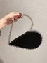 Banquet Party Heart Shaped Diamond Leather Ladies Clutch Elegant