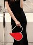 Banquet Party Heart Shaped Diamond Leather Ladies Clutch Elegant