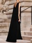 Plain Sleeveless Crew Neck Casual Weaving Dress