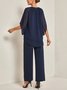 Plain Elegant Crew Neck Loose Urban Two-Piece Set