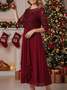 JFN Round Neck Lace Swing Elegant Occasion Wedding Guest Formal Midi Prom Dress