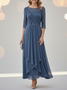 JFN Round Neck Lace Swing Elegant Occasion Wedding Guest Formal Midi Prom Dress