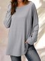 Solid Jersey Loose Casual Crew Neck Long Sleeve Top