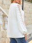 Solid Loose V Neck Cotton Long Sleeve Top