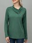 Turtleneck Loose Cotton Solid Long Sleeve Top
