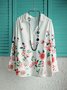 Cotton Loose Simple Floral Long Sleeve Top