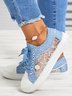 Denim Blue Lace Stitching Personalized Canvas Shoes