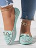 Elegant Applique Bowknot Decor Lace Split Joint Flat Shoes