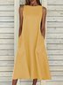 Solid Boat Neck Casual Casual Dress