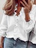 Polyester Fibre Loose Floral V Neck Shirt & Blouses