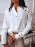 Fit Off Shoulder Sleeve Casual Plain Shirt & Blouses