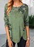 Loose Vintage Crew Neck Long Sleeve Top