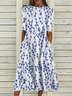 Floral Crew Neck Floral Dress
