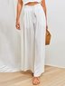 Polyester Fibre Loose Plain Pants