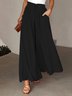 Polyester Fibre Loose Plain Pants
