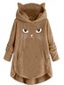 Scratching Cute Cat Embroidered Loose Warm Sweatshirt