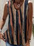 Loose Casual Abstract Stripes V Neck Tank Top