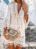 Notched Plain Fit Boho Dresses