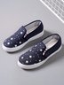 Independence Day Flag Stars Graphics Denim Blue Slip-ons Canvas
