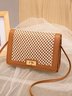 Urban Leisure Fishnet Leather Stitching Shoulder Bag Daily Commuting Ladies