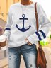 Printing Anchor Casual Loose Sweatshirt