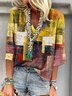 Casual Abstract  Regular Fit V Neck T-Shirt