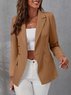 Casual Barbie Pink Button Lightweight Suit Coat Ladies Urban Daily Clothing