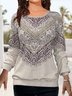 Casual Crew Neck Ethnic Sweatshirt